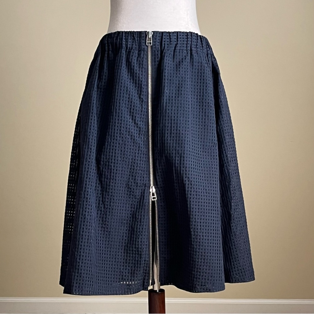 Steven Alan - Navy Blue Tone-on-Tone Gingham Check Skirt - Medium - Picture 5 of 11